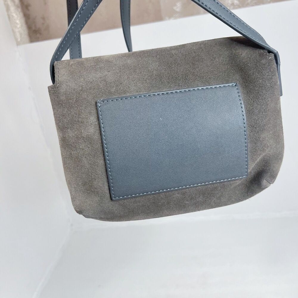 Urban Outfitters UO Grey Suede Crossbody Bag Foldover Purse - Picture 4 of 10